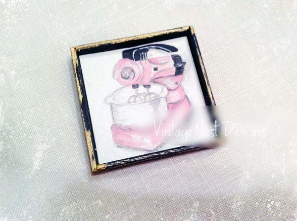 Bakery Pink Mixer No.3 Dollhouse Miniature Handmade image 0
