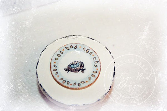Bird Nest Plate No.1 Dollhouse Miniature Handmade image 1