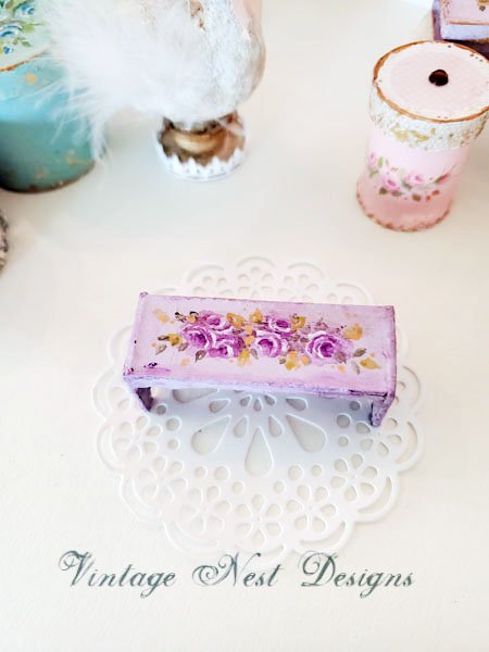 Lavender & Roses Bench No.15 Dollhouse Miniature Handmade image 4