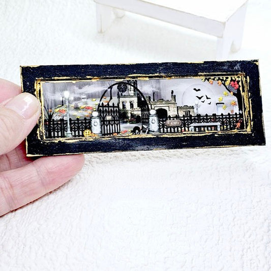 Spooky Nights No.1:1 Dollhouse Miniature Handmade Wooden Framed Miniature image 1