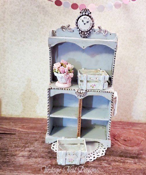 Blue Cabinet No.8 Dollhouse Miniature Handmade image 9
