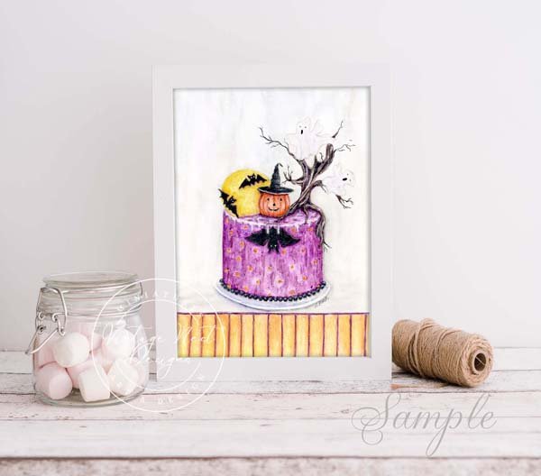 Halloween Cake No.1 Digital Print Watercolor Painting image 3
