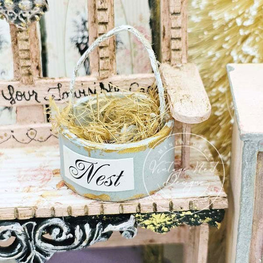 Bird Nest Basket No.17 Handmade Miniature image 1