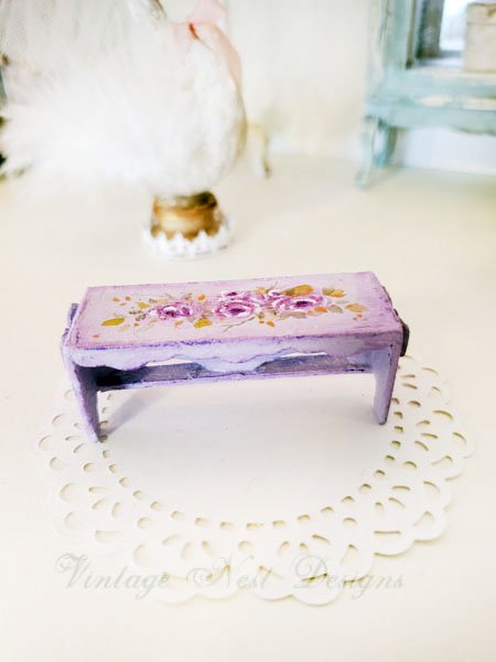 Lavender & Roses Bench No.14 Dollhouse Miniature Handmade image 4