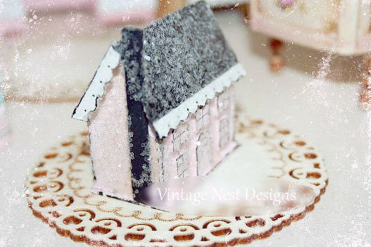 Pink Glittered House No.4 Handmade Miniature image 1