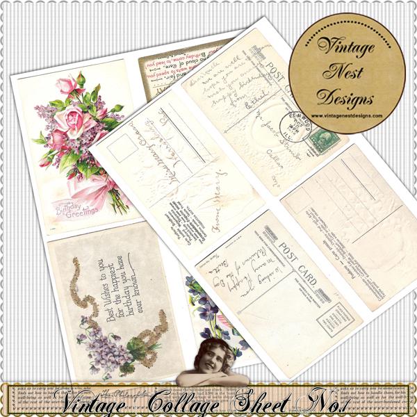 Digital Scrapbooking Vintage Collage Sheet No.1 Instant download