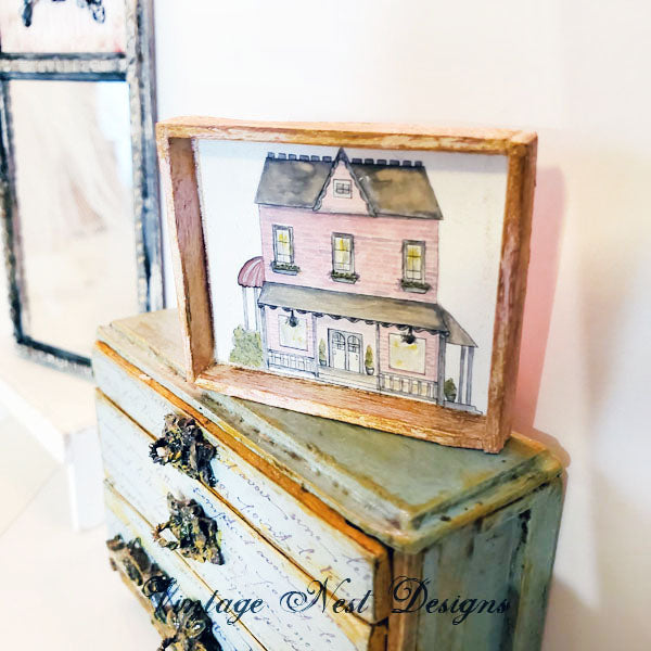 Dollhouse Miniature Country House No.1:1 Handmade Wooden Framed Art