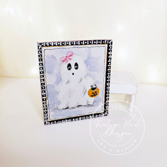 Miniature Halloween Ghost No.1:1 Handmade for Dollhouse Diorama Shadow Box