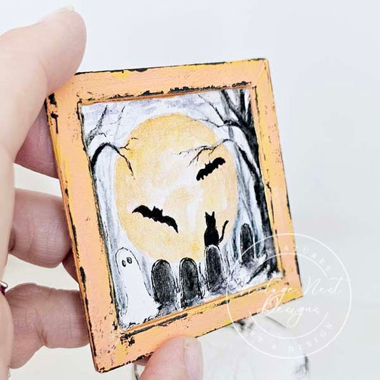 Miniature Halloween Ghosts No.2:1 Dollhouse Wall Art Decor Shadow Box