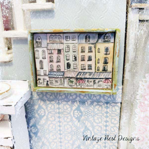 Paris Shopping in the City No.1:1 Dollhouse Miniature Handmade Framed Art