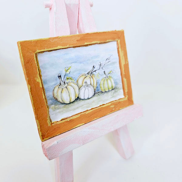 Miniature Pumpkins No.7:1 Handmade for Dollhouse Woodend Framed Art