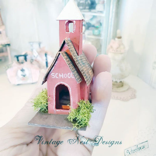 Miniature Putz Red School House No.2 Handmade