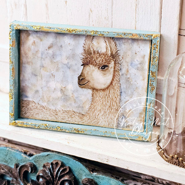 Miniature Llama No.1:3 Dollhouse Handmade Wooden Framed Art