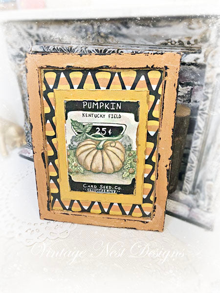 Miniature Pumpkin Seeds No.1:3 Handmade for Dollhouse Wooden Framed Art