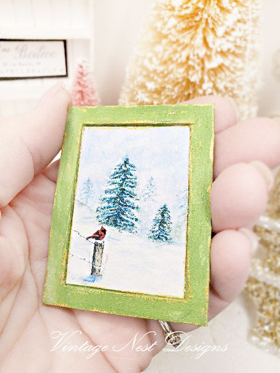 Miniature Winter Cardinal No.1:3 Handmade for Dollhouse Decor Accessory