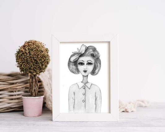 Digital Print 1950's Gal No.1 ACEO Watercolor Instant Download
