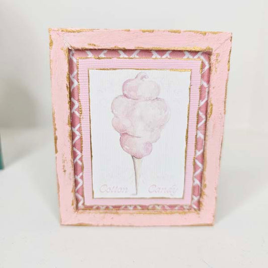 Dollhouse Miniature Cotton Candy No.2:5 Handmade Wooden Framed Art