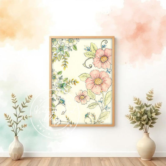Digital Print Florals No.1 ACEO Watercolor Painting Instant Download