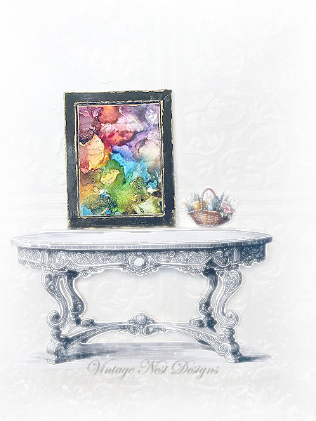 Miniature Abstract Art No.6 Handmade for Dollhouse Wooden Framed Art