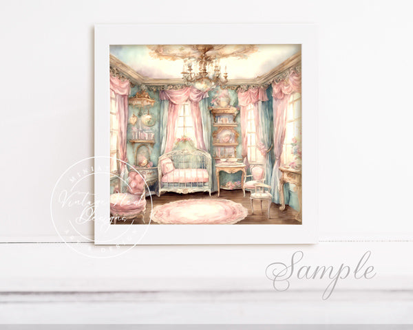 Digitaldruck Baby Mädchen Schlafzimmer Nr. 1 Scrapbooking Illustration Sofortiger Download