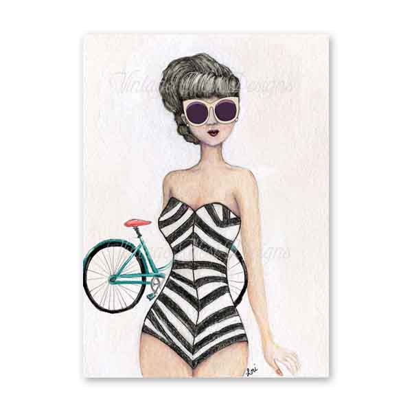 Digital Print Barbie No.7:3 Watercolor Painting Instant Download