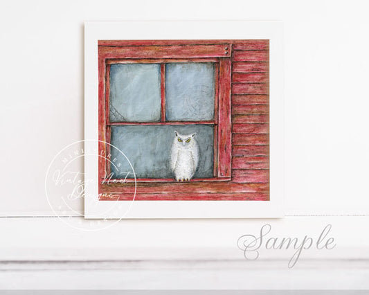 Digital Print Barn Owl No.1 Watercolor Painting Instant Download