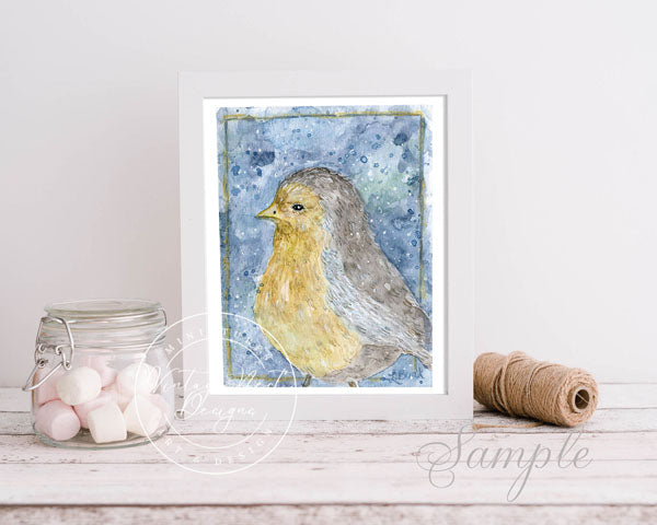 Digitaldruck Vogel Nr. 2 ACEO Aquarellmalerei Sofort-Download
