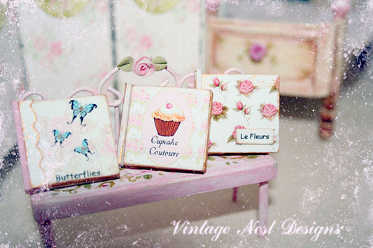 Shabby Chic Books No.6 for Miniature Doll House Diorama or Shadow Box