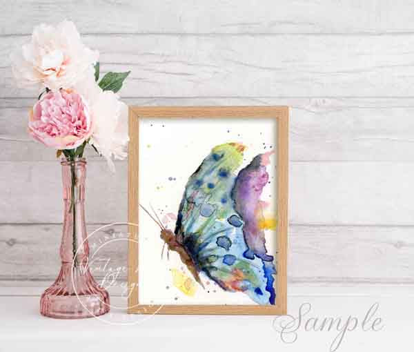 Digitaldruck Schmetterling Nr.1 ACEO Aquarell Malerei Sofort-Download
