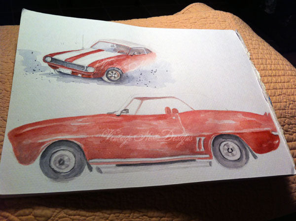 Camaro Z28 Nr. 1 Digitaldruck Aquarellmalerei