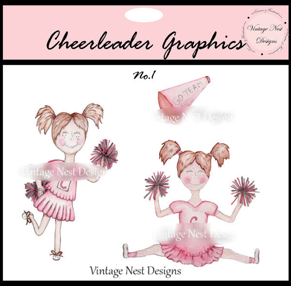 Digitale Drucke Cheerleader-Grafiken Nr. 1 Aquarellmalerei