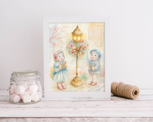 Digital Prints Christmas Children Carolers No.1:2 ACEO Illustration Instnt Download