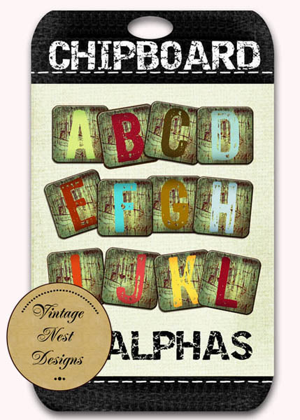 Digital Scrapbooking Chipboard Alphas No.1 Elements Instant Download