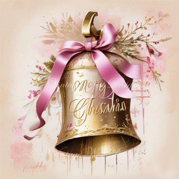Digital Print Christmas Bell No.3 Illustration Instant Download