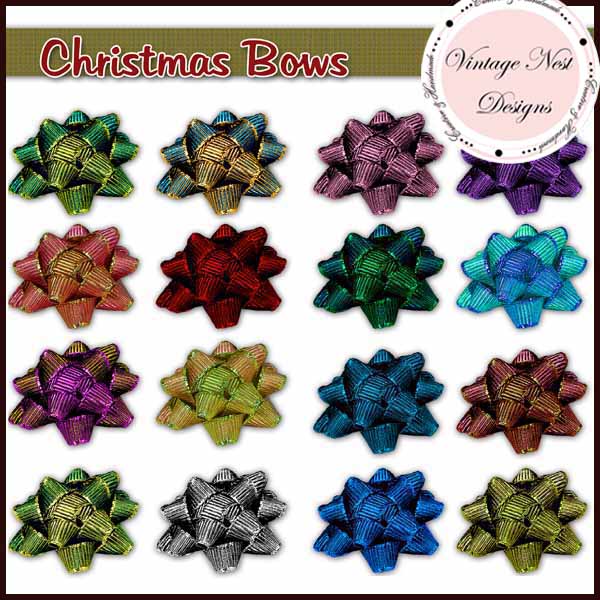 Digital Scrapbooking Christmas Bows No.1 Elements Instant Download