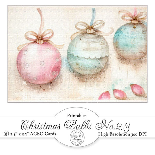 Christmas Bulbs No.1:3 ACEO Digital Prints Illustration