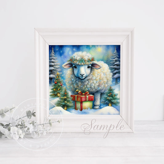 Digital Print Christmas Ewe No.5 Illustration Instant Download