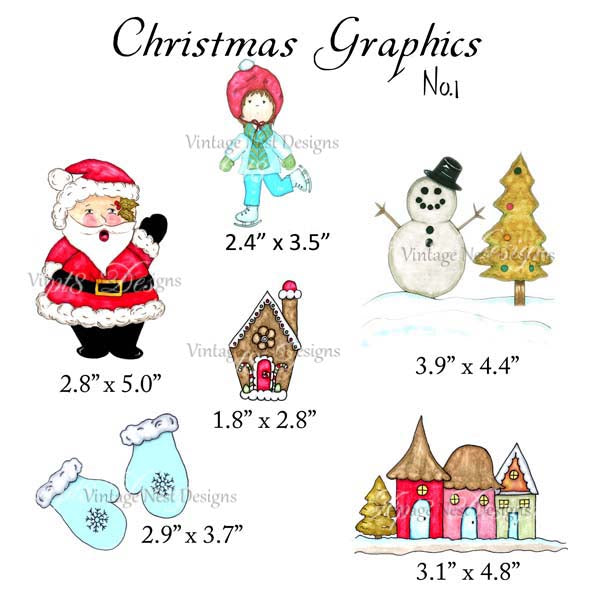 Weihnachtsgrafiken Nr. 1 Digitale Drucke Scrapbooking-Illustrationen