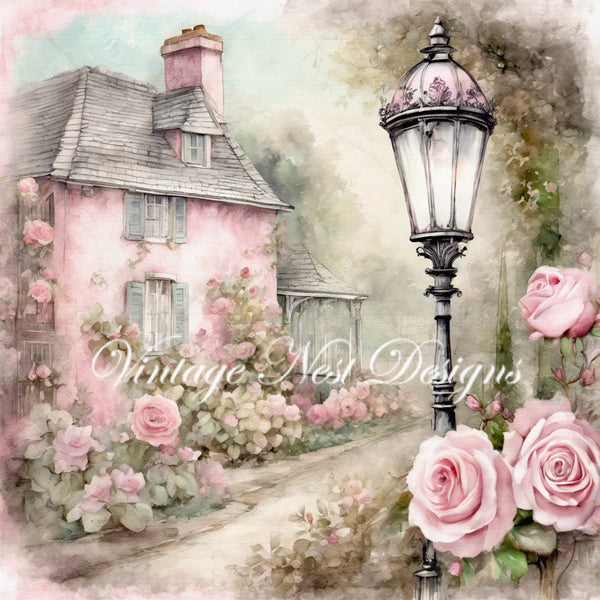 Digitaler Kunstdruck Cottage Haus Nr.7 Illustration Sofort-Download