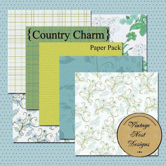 Digital Scrapbooking Country Charm Kit Instant Download