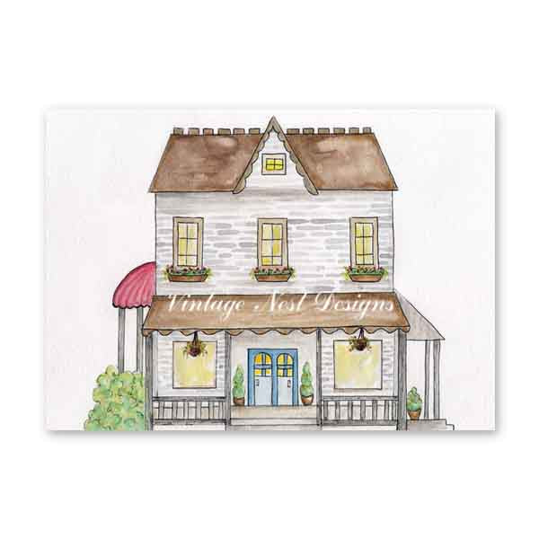 Digital Prints Country House No.1 Digital Prints Watercolor Painting