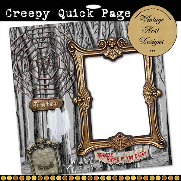Digitales Scrapbooking Gruselige Quick Page Nr.1 Halloween Sofort-Download