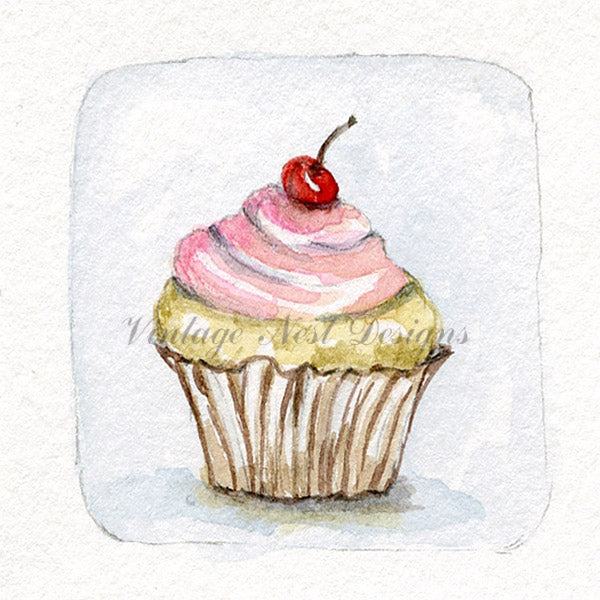 Cupcake Nr. 7 Miniatur Aquarell Digitaldruck