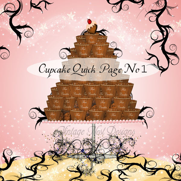 Digital Srapbooking Cupcake Quick Page No.1 Instant Download