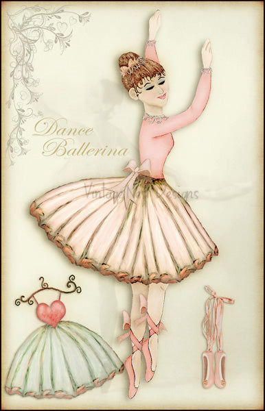 Digitaldruck Tanzende Ballerina Grafik Nr.1 Illustration Sofort-Download