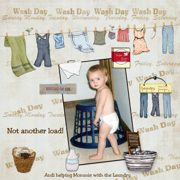 Digital Scrapbooking Dirty Laundry Kit Instant Download