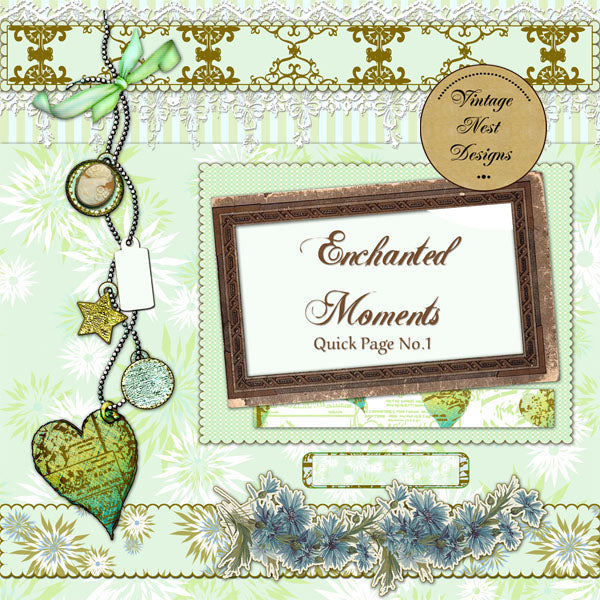 Digital Scrapbooking Enchanted Moments Quick Page No.1 Kit Instant Download