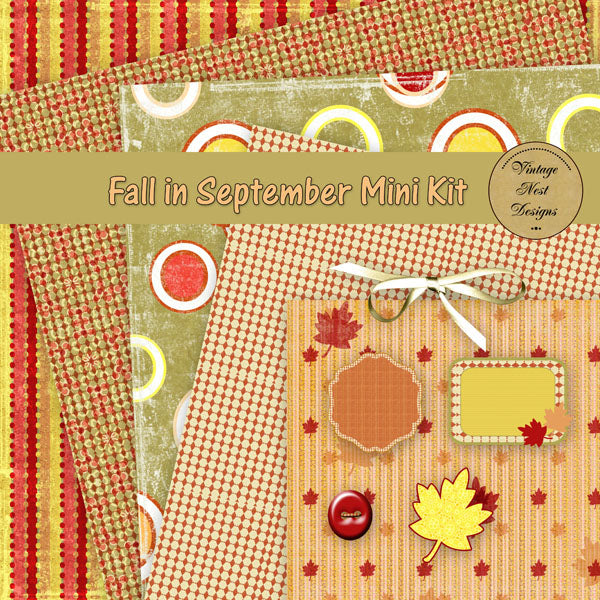 Digital Scrapbooking Fall in September Kit Instant Download