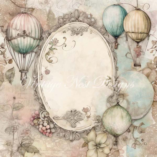 Fanciful Balloons Page Layouts No.1 Digital Print Illustration