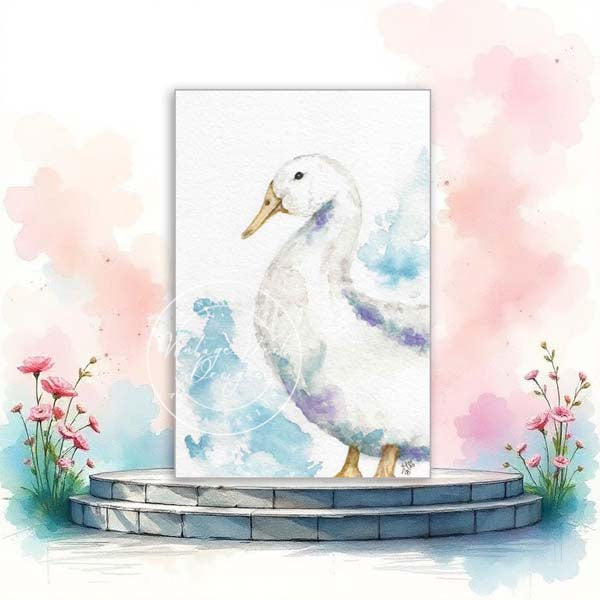 Digitaler Kunstdruck Farm Ente Nr. 1 Aquarellmalerei Sofort-Download